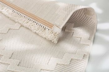 Tapis scandinave carré design beige -  Intérieur & extérieur