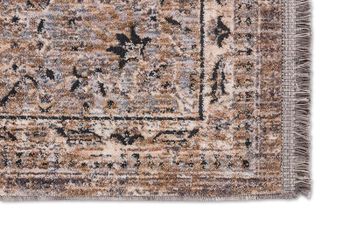 Tapis oriental poil ras avec bordure beige