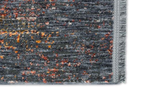 Tapis Shabby Chic avec quadrillage orange rouge gris foncé